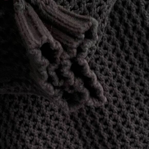 Pjk Patterson J. Kincaid Cotton Scoop Neck Knit Mesh High Low Sweater Black XS - Picture 4 of 5